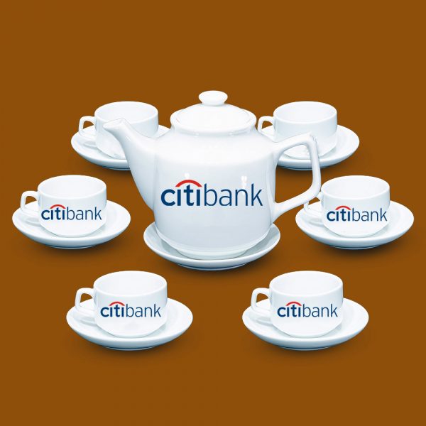 Bộ ấm trà Bát Tràng quà tặng in logo CitiBank