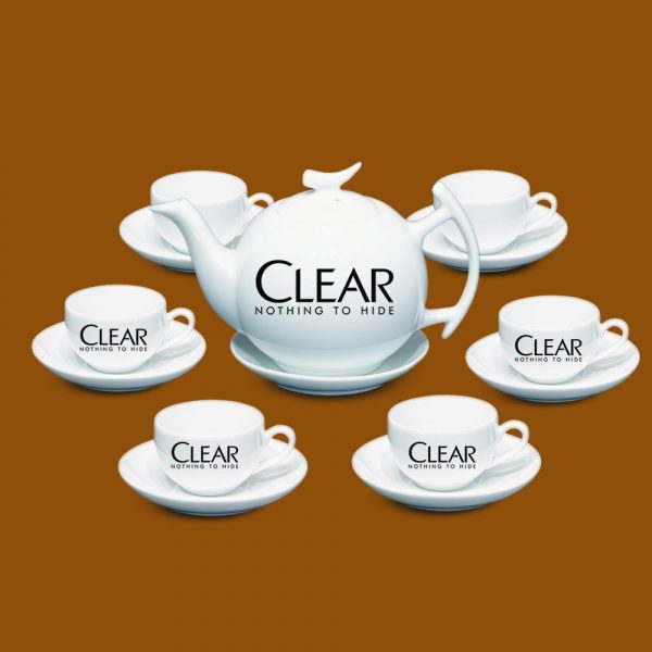 Bộ ấm trà Bát Tràng quà tặng in logo Clear