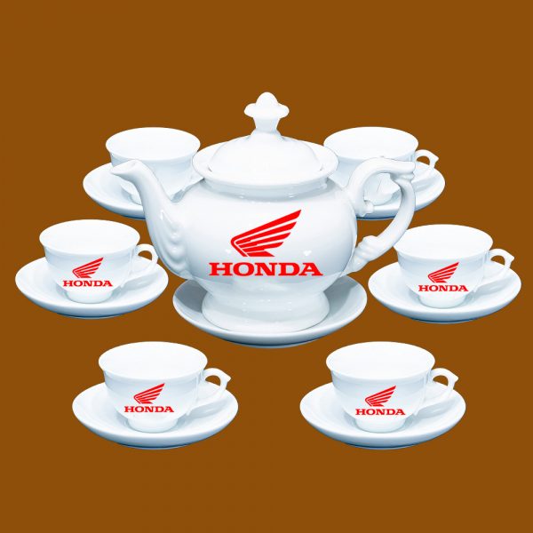 Bộ ấm trà Bát Tràng quà tặng in logo Honda