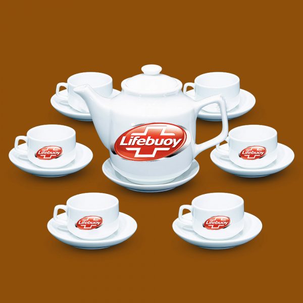 Bộ ấm trà Bát Tràng quà tặng in logo Lifebuoy