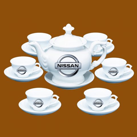 Bộ ấm trà Bát Tràng quà tặng in logo Nissan