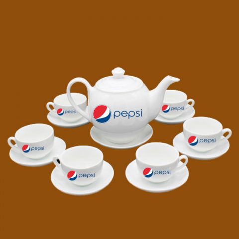 Bộ ấm trà Bát Tràng quà tặng in logo Pepsi