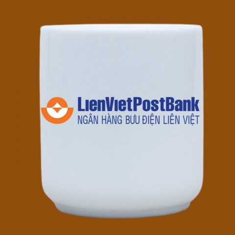 Ly sứ quà tặng Bát Tràng in logo Liên Việt Post Bank