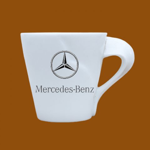 Ly sứ quà tặng Bát Tràng trắng in logo Mercedes Benz