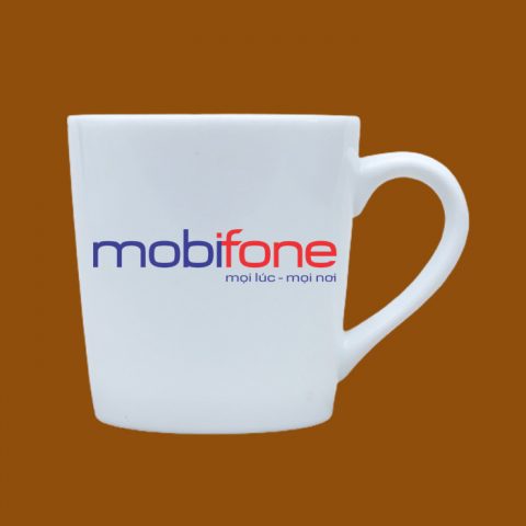 Ly sứ quà tặng Bát Tràng in logo Mobifone