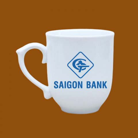 Ly sứ quà tặng Bát Tràng in logo SaigonBank