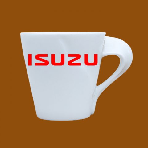 Ly sứ quà tặng trắng in logo ISUZU
