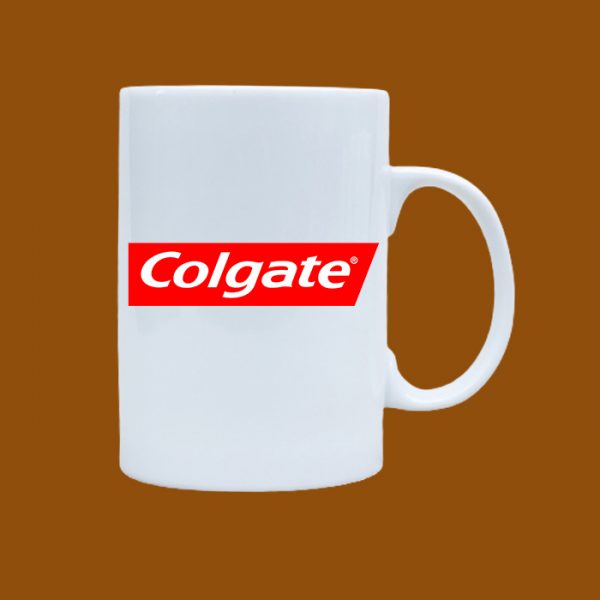 Ly sứ trắng in logo Colgate