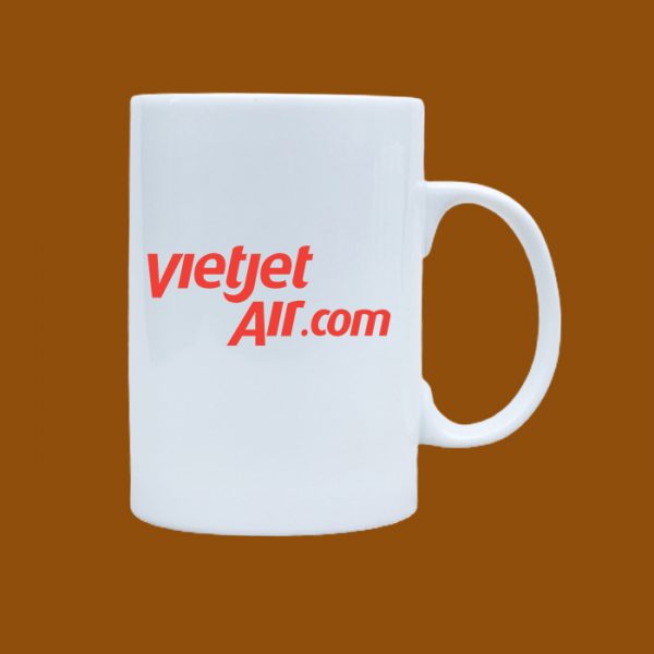 Ly sứ trắng in logo doanh nghiệp VietJet