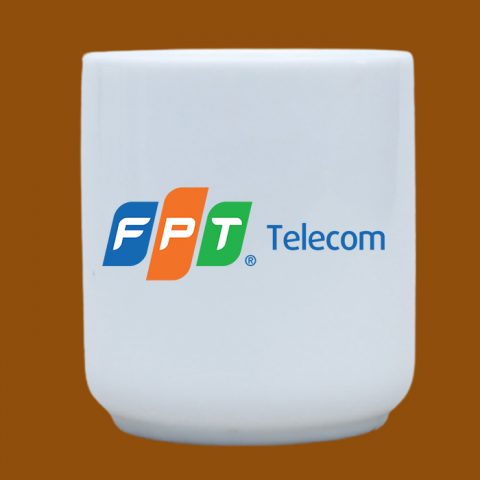 Ly sứ trắng in logo FPT Telecom