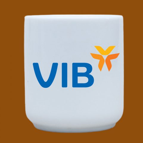 Ly sứ trắng in logo VIB