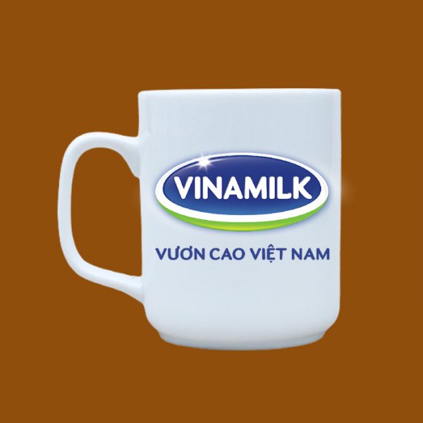 Ly sứ trắng in logo Vinamilk