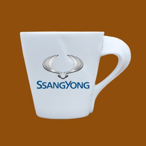 Ly sứ trắng quà tặng in logo SsangYong